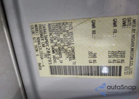 2015 Nissan Altima 2.5 Sv из США, поврежденный, VIN 1N4AL3AP6FC286295